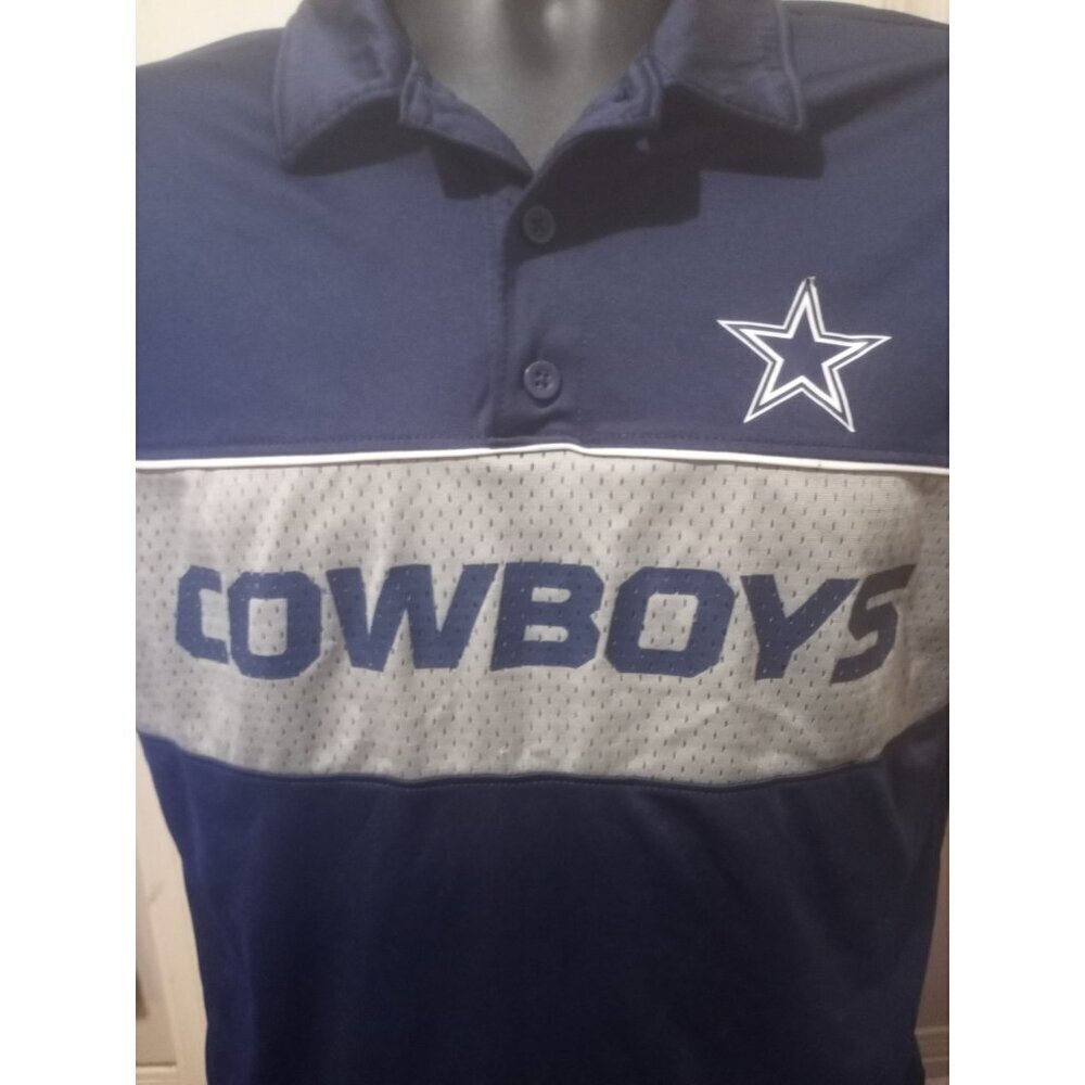Dallas Cowboy's Shirt Team Apparel Mens Medium M Navy Logo Polo Short Sleeve - Picture 3 of 11